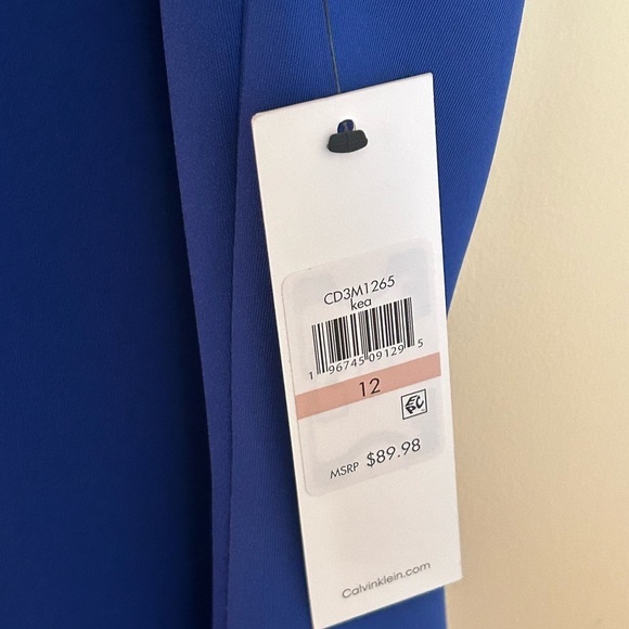 Calvin Klein Size 12 Dress NEW with tag Cobalt Blue Solid Sweetheart Nec… - Picture 6 of 10